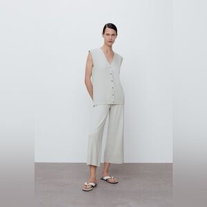 Zara Knit Button Up Vest in Gray (Size:L)